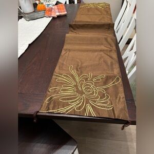 Brown Embroidered Table Runner
